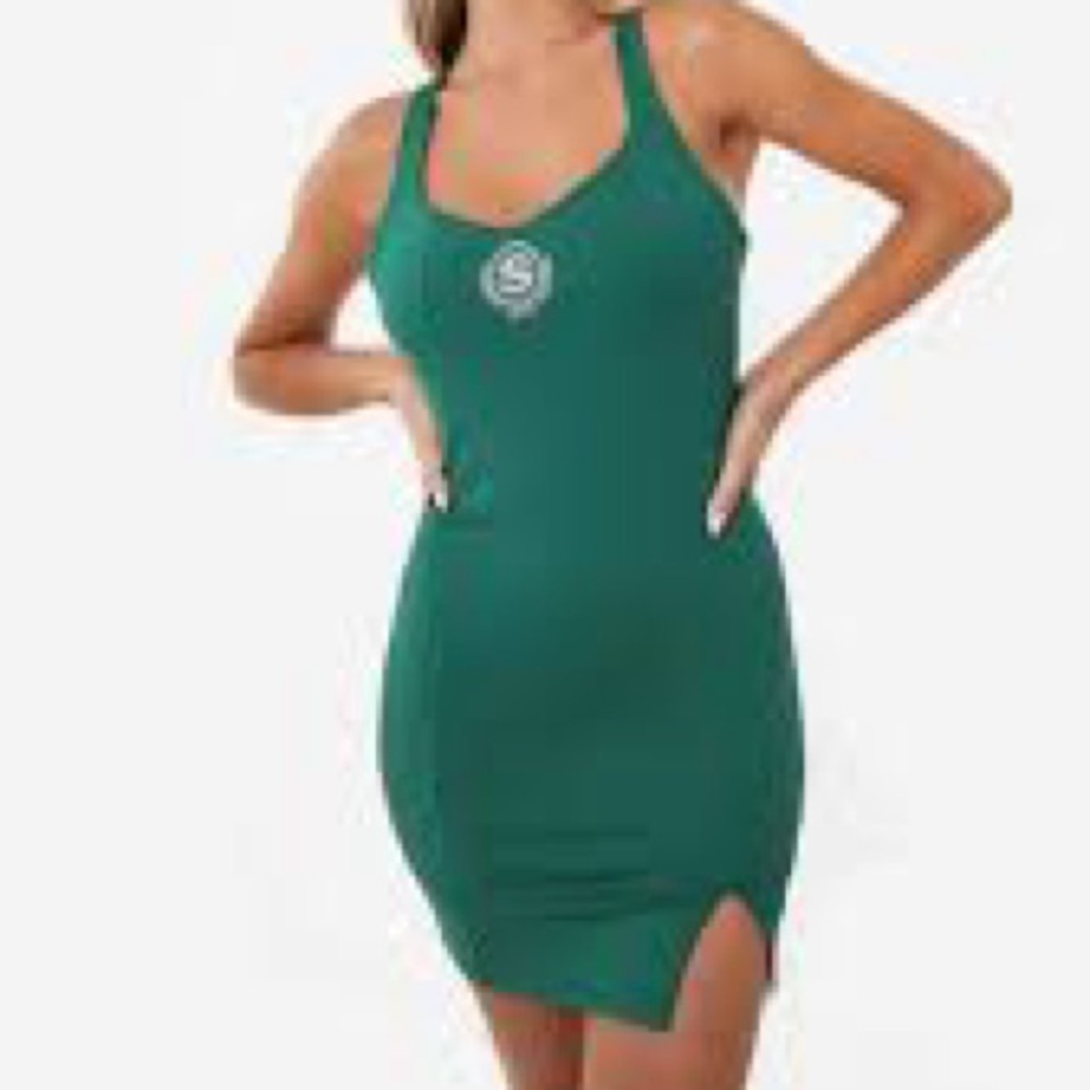 Slazenger Green Racerback Tennis Dress with Built-In Shorts Sz 6